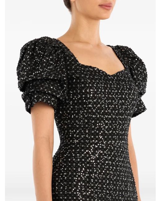 POST MERIDIEM Black Sweetheart-Neck Midi Dress