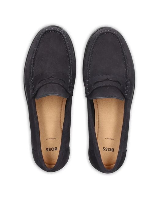 Boss Black Suede Penny Loafers for men
