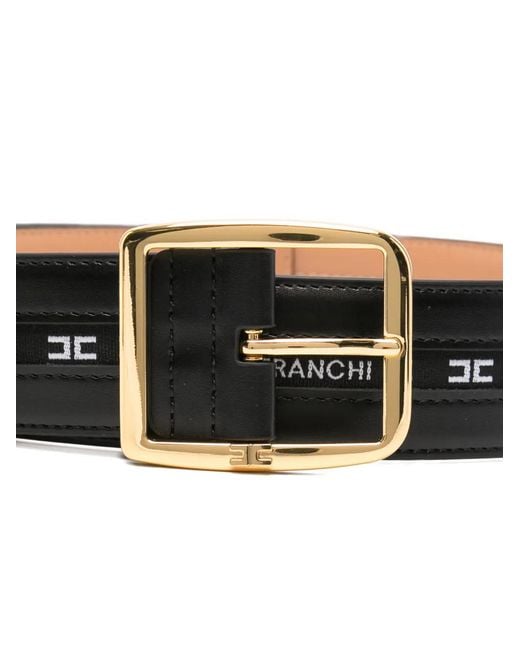 Elisabetta Franchi White Logo-Pattern Belt