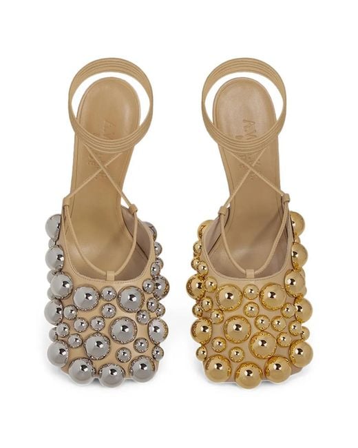 A.W.A.K.E. MODE Natural Ursula Sphere-Embellished Pumps