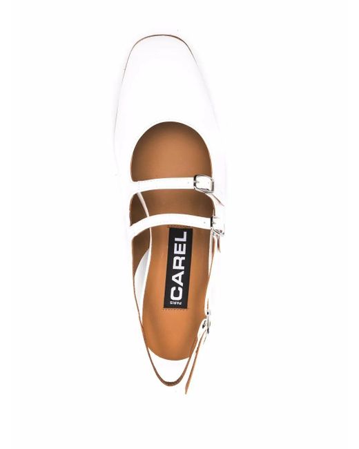 CAREL PARIS White Peche Buckled Slingback Pumps