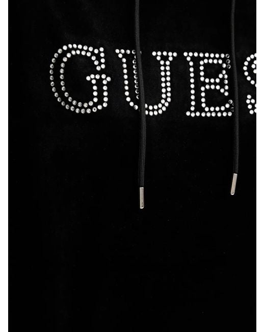 Guess Black Rhinestone-Embellished Hoodie