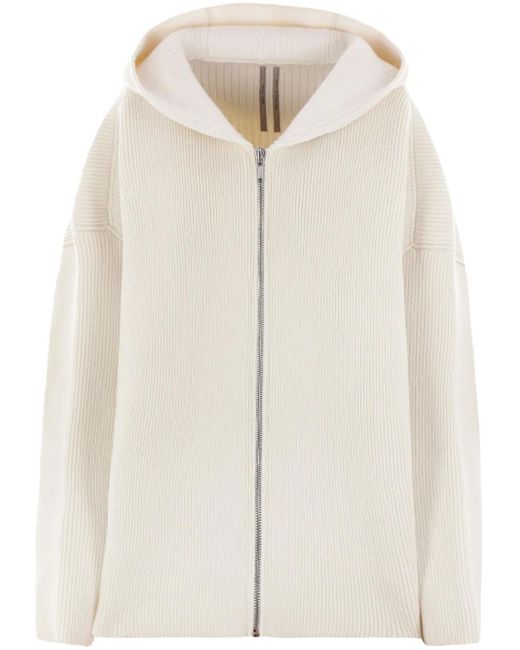 Cardigan Lungo Con Cappuccio di Rick Owens in Natural