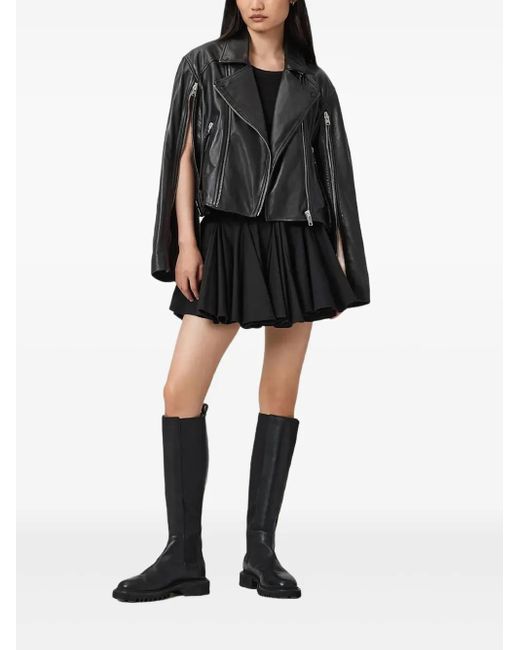 AllSaints Black Masone Leather Biker Jacket