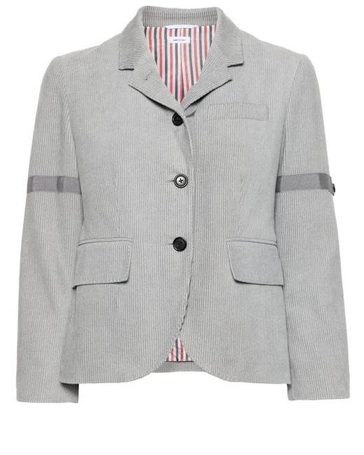 Thom Browne Gray Corduroy Single-Breasted Blazer