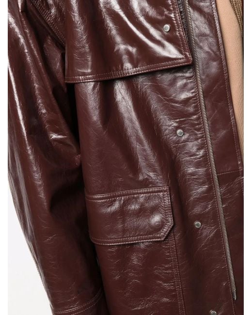 Ambush Brown Zipped-Up Leather Coat for men