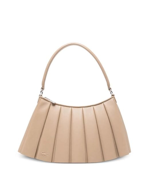 Lacoste Natural Medium Lenglen Pleated Shoulder Bag