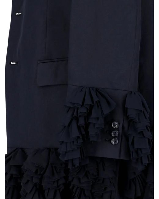 Comme des Garçons Blue Ruffled-Trim Single-Breasted Blazer