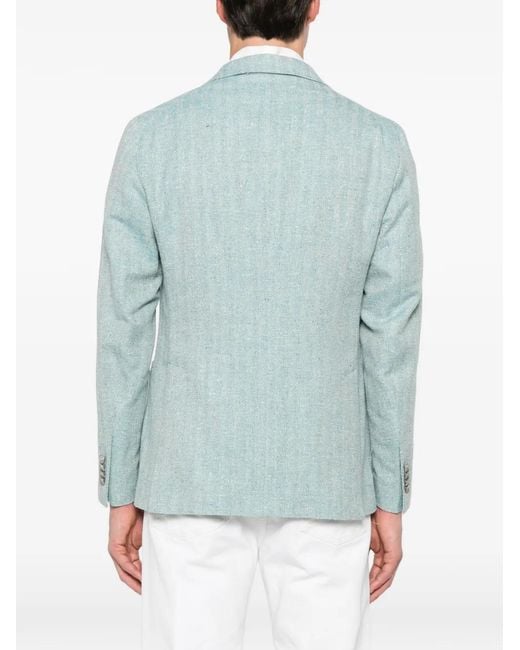 Tagliatore Blue Herringbone-Pattern Blazer for men