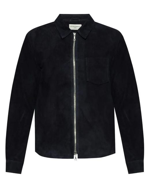 Officine Generale Blue Suede Jacket for men