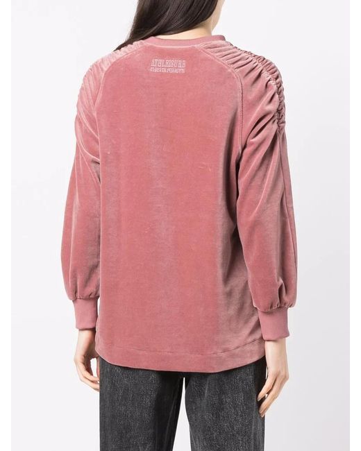 Alberta Ferretti Pink Chenille Gathered-Trim Sweatshirt