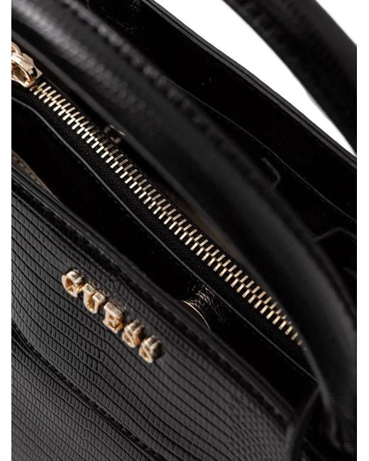 Guess Black Melinda Lizard-Effect Tote Bag