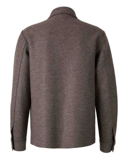 Harris Wharf London Gray Snap-Button Shirt Jacket for men