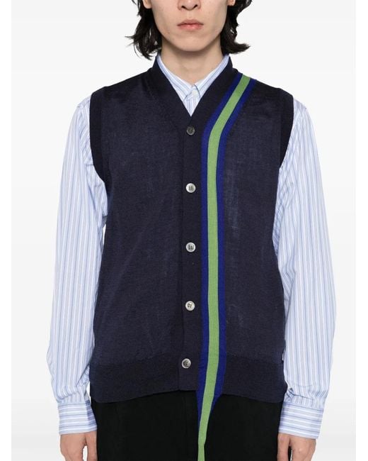 Comme des Garçons Blue Sleeveless Cardigan for men