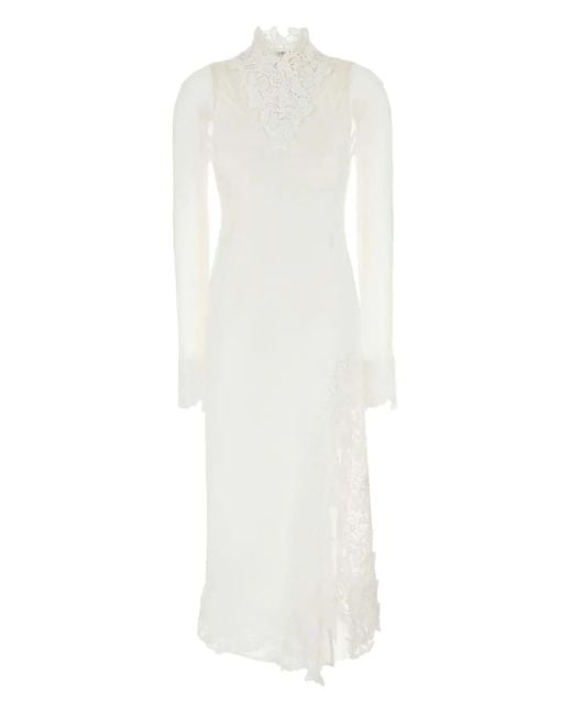 Blumarine Midi-Jurk Met Kant in het White