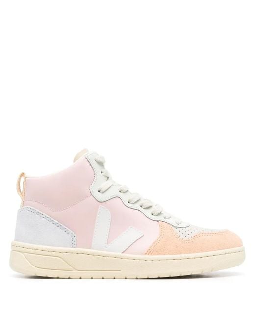 Veja Pink V-15 Leather Sneakers