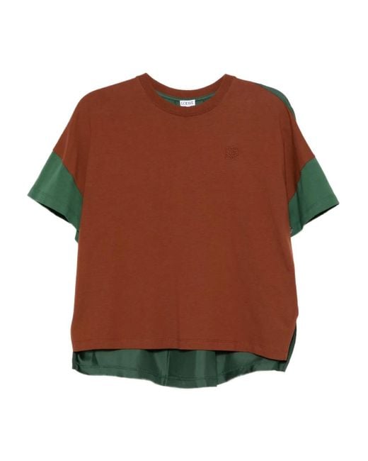 Loewe Brown Logoed Cotton And Silk T-Shirt
