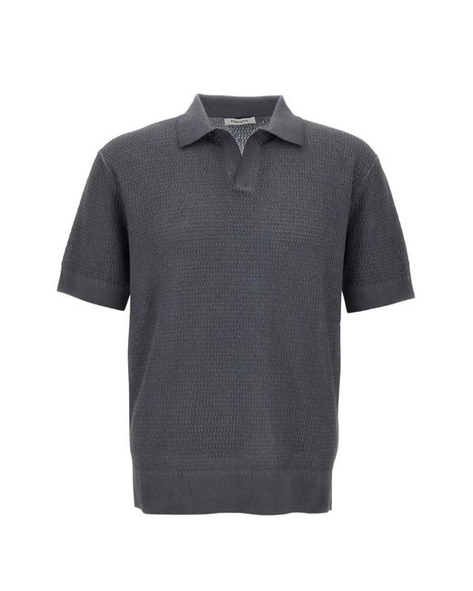 Kangra Gray Openwork-Knit Cotton T-Shirt for men