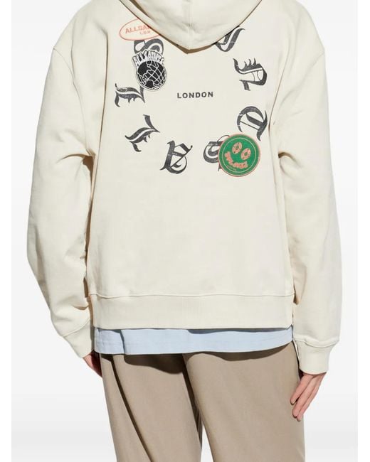AllSaints White Hoodie Zippé À Patchs for men