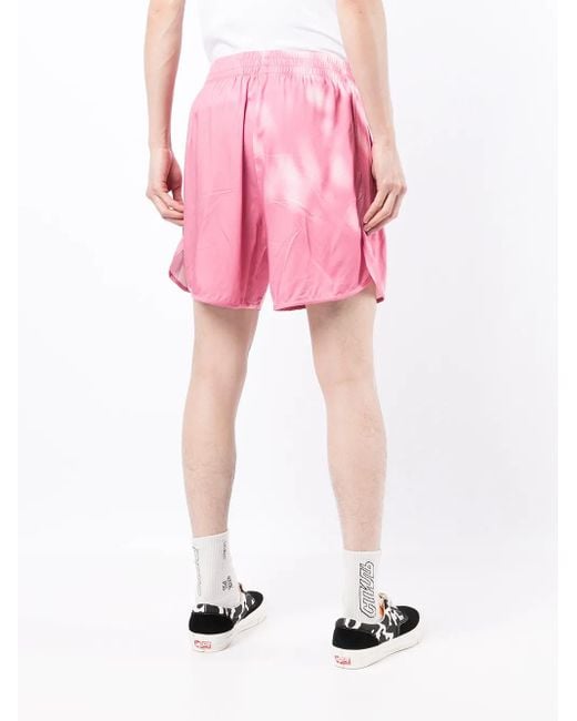 BLUE SKY INN Pink Washed-Print Elasticated Shorts for men