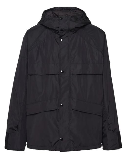 Prada Black Triangle-Logo Hooded Jacket for men