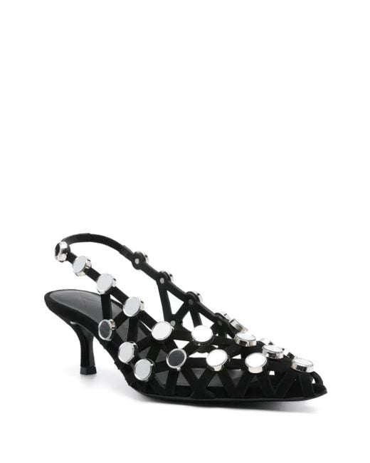 The Attico Black Suede Grid Slingback With Inserts
