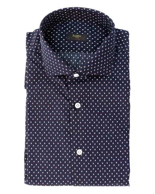 Barba Napoli Button-Down-Hemd Mit Mikro-Muster in Blue für Herren