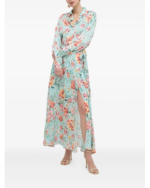 Guess Blue Floral Pleated Maxi Skirt