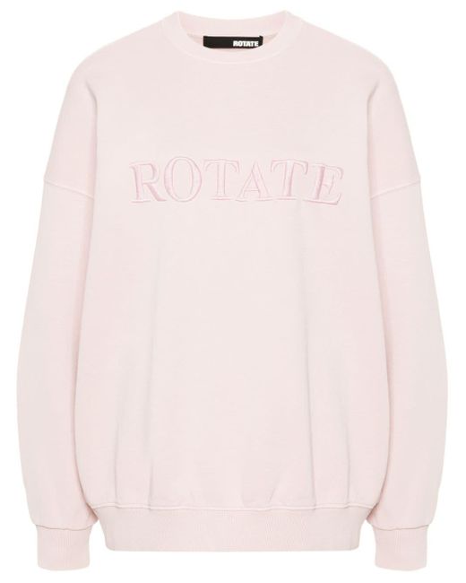 ROTATE BIRGER CHRISTENSEN Pink Logo-embroidered Sweatshirt