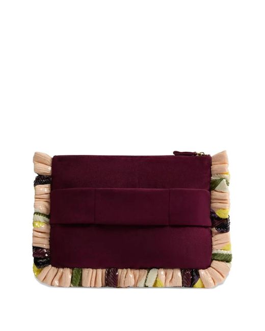 LaDoubleJ Black Sequinned Ruffled Clutch Bag