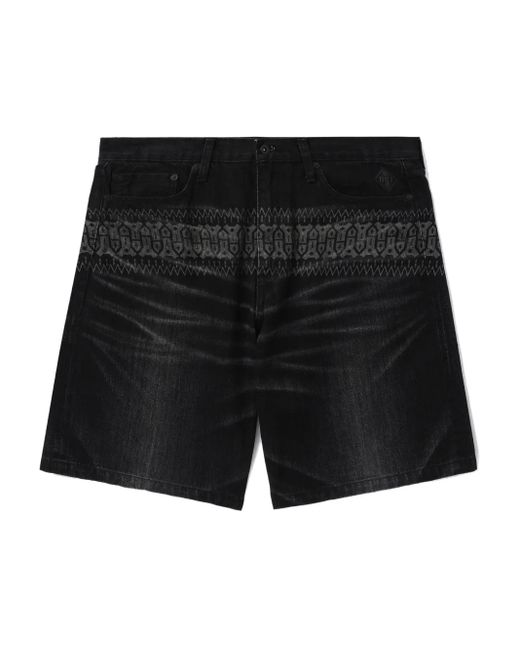 Neighborhood Black Patterned Denim Shorts for men