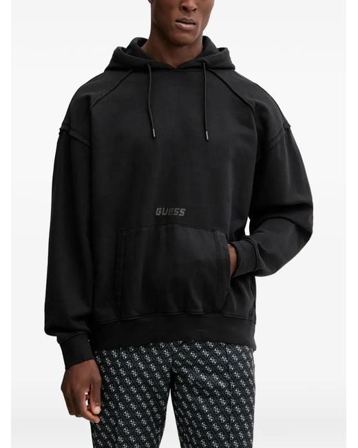 Guess Black Lasi Logo-Print Hoodie for men
