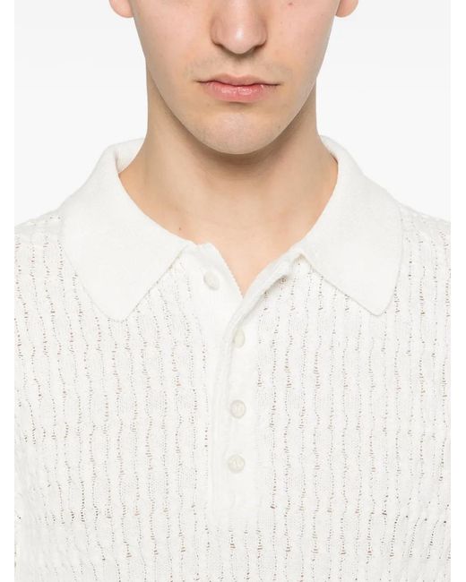 Carter Young White Polo En Maille Torsadée for men