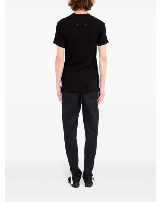 Maison Margiela Minimalist T-Shirt With Signature Four-Stitc in Black für Herren