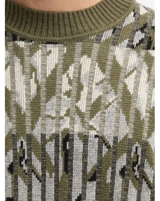 Liu Jo Gray Patterned Crew-Neck Sweater for men