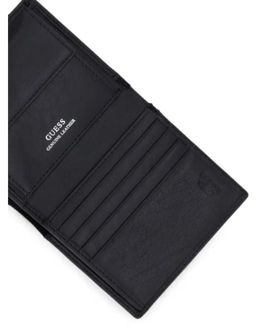 Guess Black Logo-Plaque Bifold Wallet for men