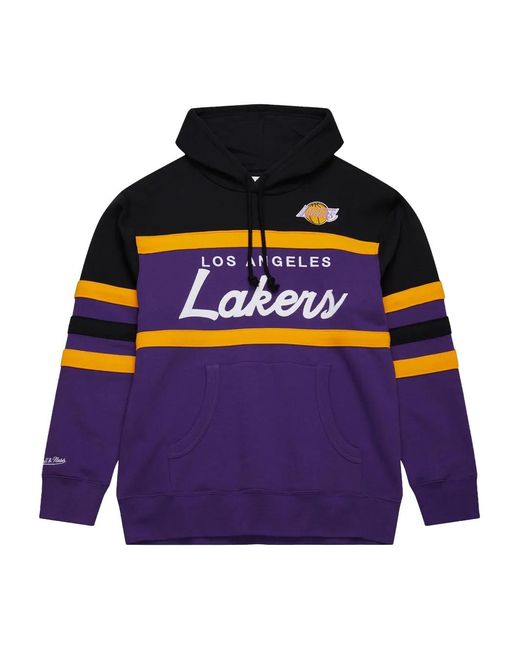 Mitchell & Ness Purple X Los Angeles Lakers Big Tall Hardwood Head Coach Striped Hoodie for men