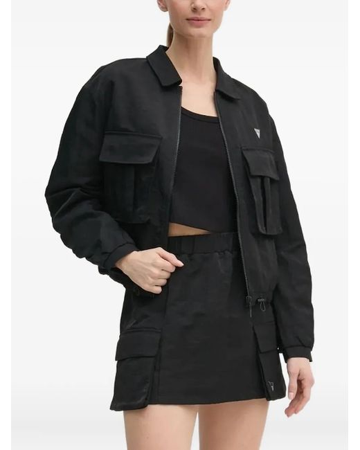 Guess Black Triangle-Logo Zip-Up Jacket