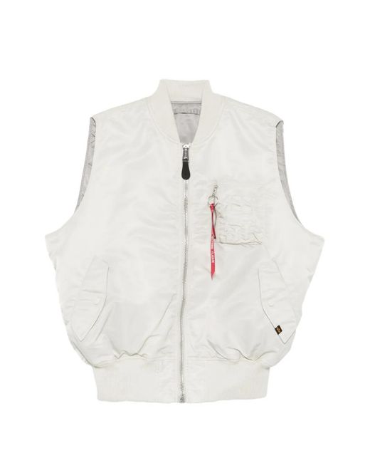 Alpha Industries White Ma-1 Heritage Sleeveless Jacket for men