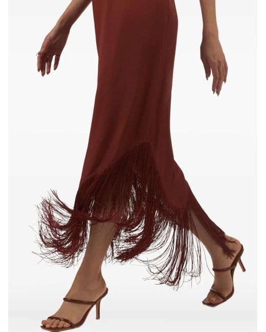 ‎Taller Marmo Purple Halter-Neck Fringe Dress