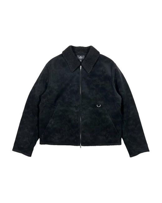 Represent Blue Shearling-Collar Zip-Front Jacket for men