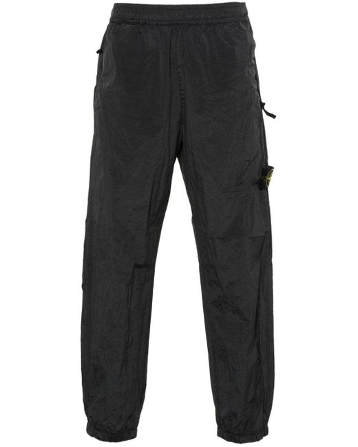 Stone Island Black 32519 Compass-motif Trousers for men