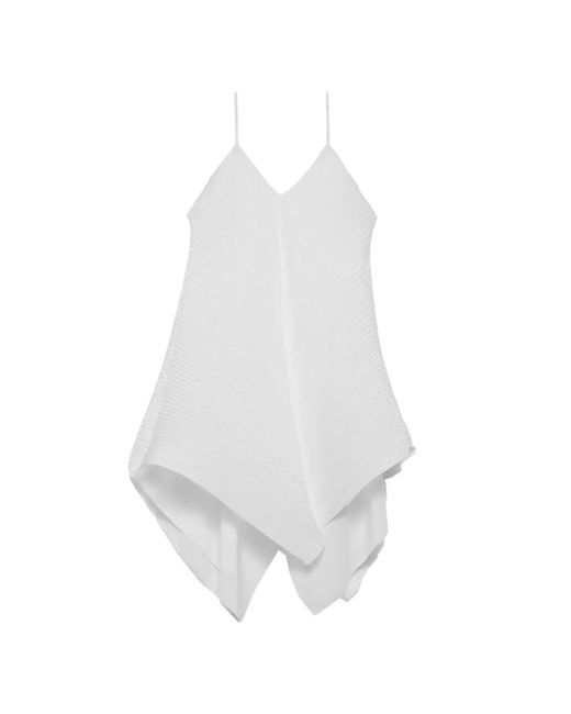J.W. Anderson White Pleated Handkerchief-Hem Blouse