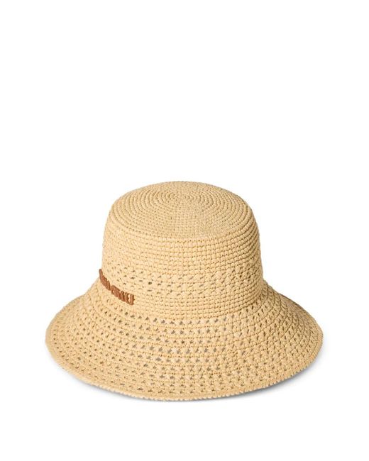 Miu Miu Natural Woven Raffia Bucket Hat