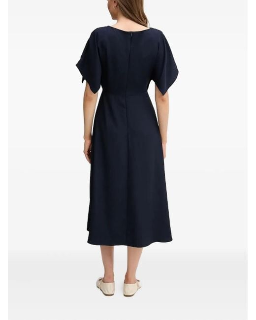 Sandro Ferrone Blue Short-Sleeve A-Line Midi Dress