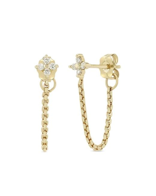 Zoe Chicco Metallic 14Ct Diamond Quad Chain Earrings