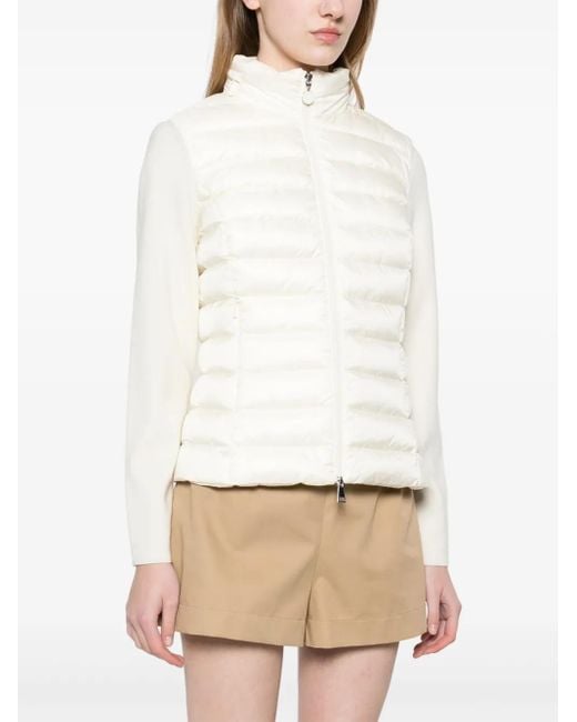 Moncler White Logo-Patch Padded Jacket