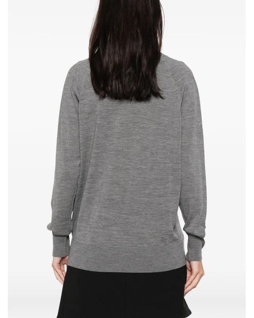 Liviana Conti Gray Cut-Out Roll-Neck Sweater