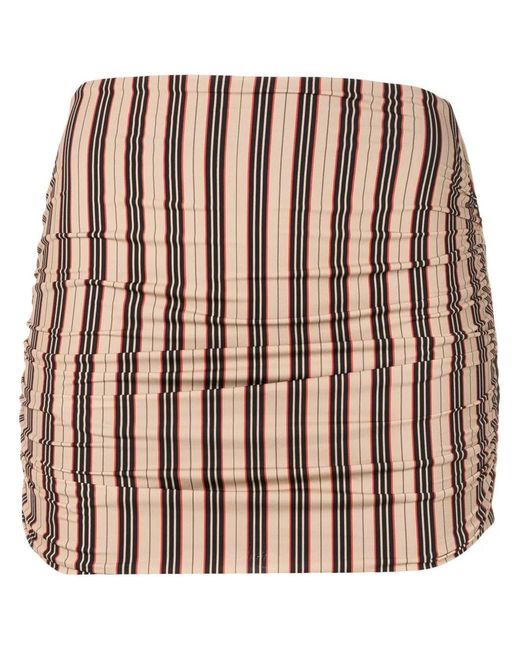 Amir Slama Brown Stripe-Print Mini Skirt