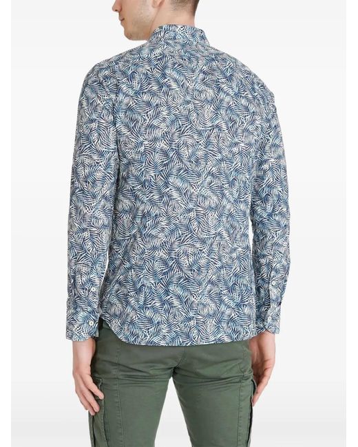 Tintoria Mattei 954 Blue Chemise À Imprimé Palmier for men